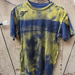 Affliction Men's Navy and Gold Tie-Dye Tee